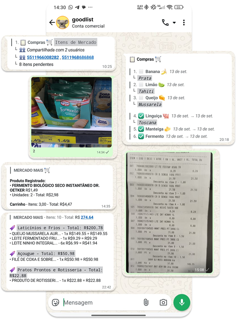 Aplicativo goodlist - Lista de compras intuitiva com itens organizados por categoria e preços em tempo real