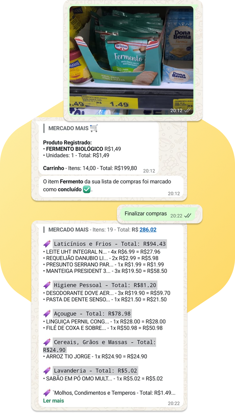 Demonstração do controle de preços e soma do carrinho em tempo real no supermercado